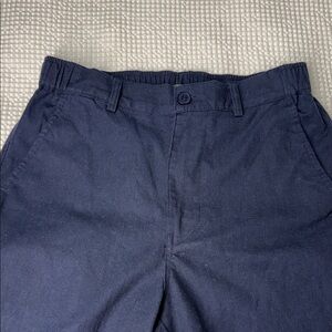 Navy Blue Casual Coofandy Linen-Blend  Pants - XS